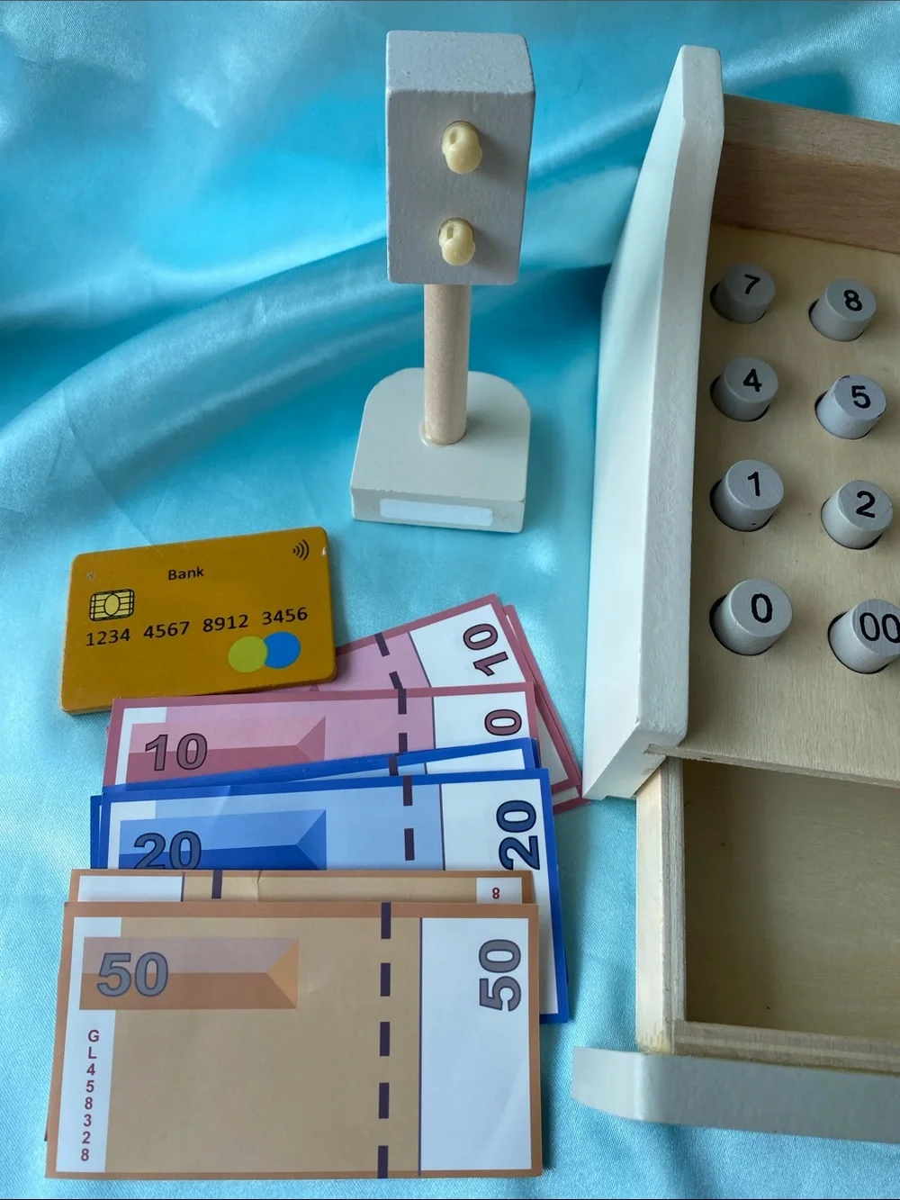 Legler Small Foot Wooden Toy Cash Register with Play Money